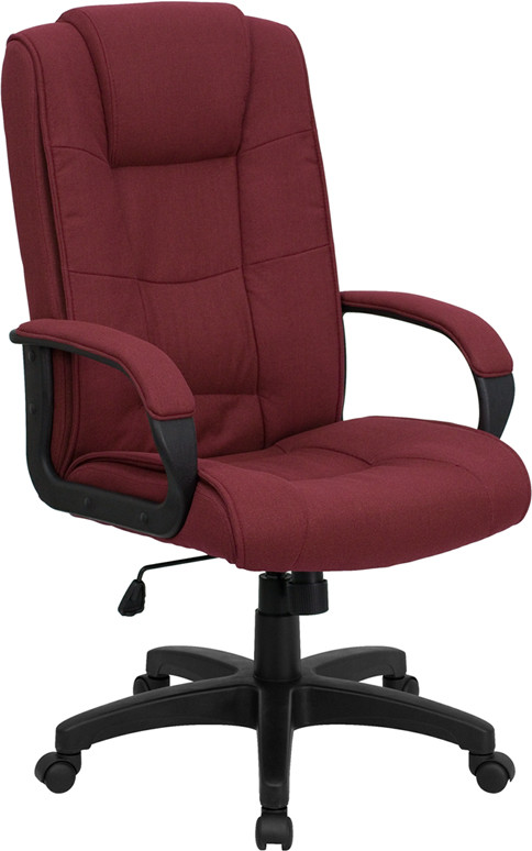 Flash Furniture High Back Burgundy Fabric Executive Swivel Office Chair with Arms, Model# GO-5301B-BY-GG