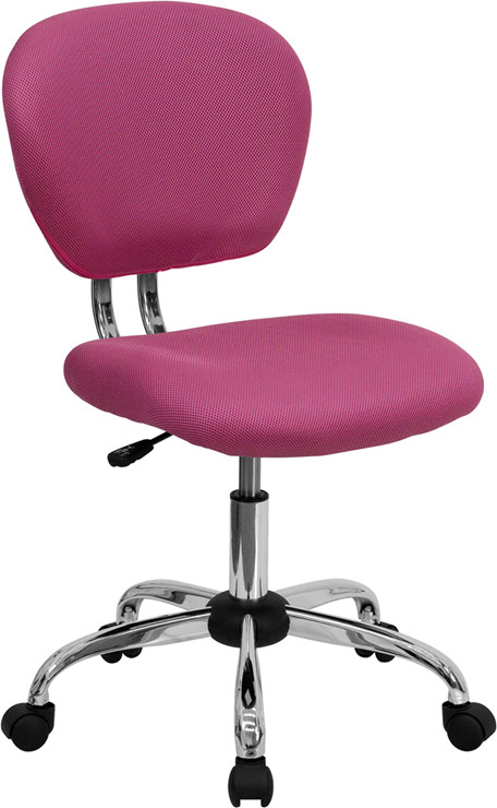 Flash Furniture Mid-Back Pink Mesh Padded Swivel Task Office Chair with Chrome Base, Model# H-2376-F-PINK-GG