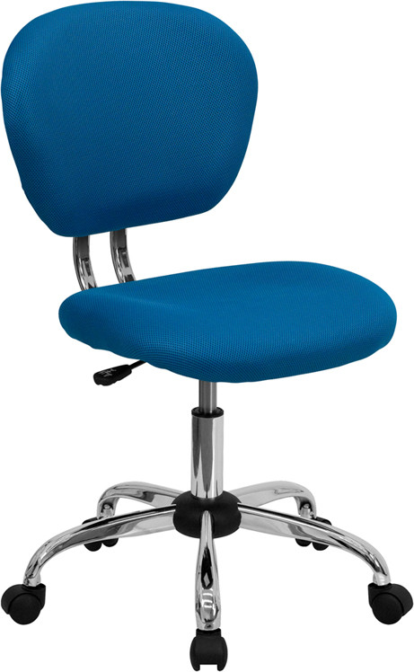 Flash Furniture Mid-Back Turquoise Mesh Padded Swivel Task Office Chair with Chrome Base, Model# H-2376-F-TUR-GG