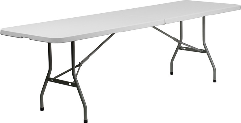 Flash Furniture 8-Foot Bi-Fold Granite White Plastic Banquet and Event Folding Table with Carrying Handle, Model# RB-3096FH-GG