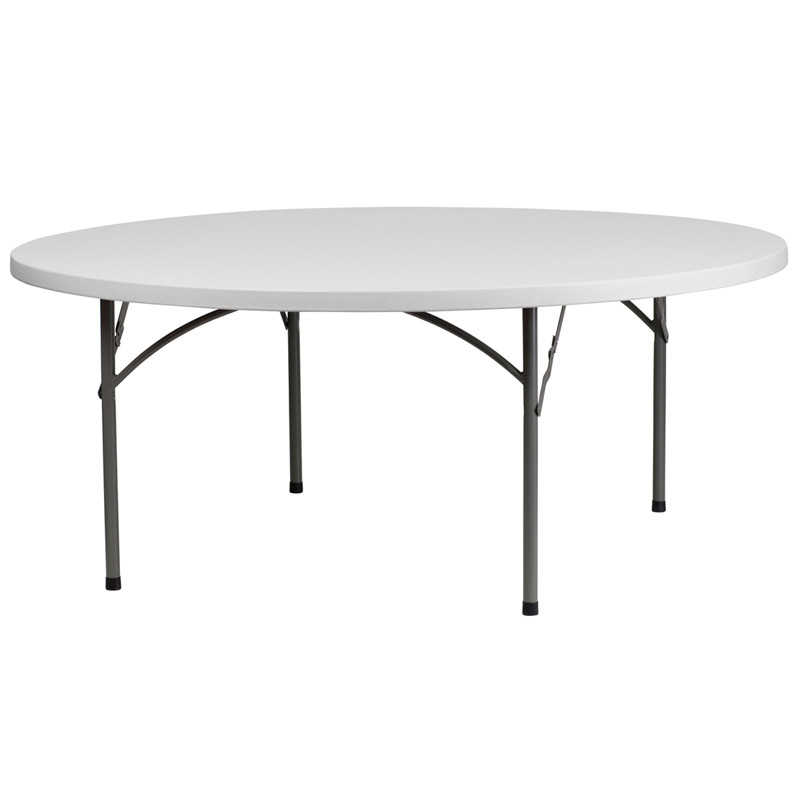 Flash Furniture 6-Foot Round Granite White Plastic Folding Table, Model# RB-72R-GG
