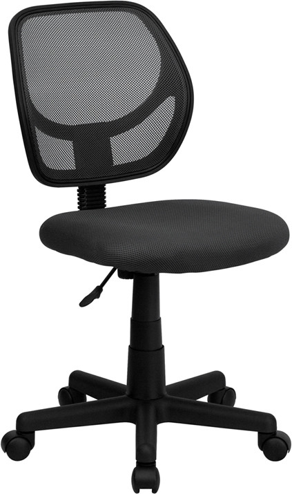 Flash Furniture Low Back Gray Mesh Swivel Task Office Chair with Curved Square Back, Model# WA-3074-GY-GG