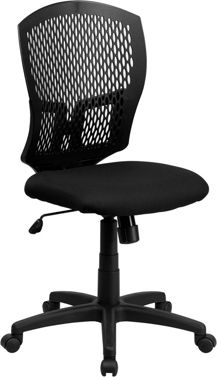 Flash Furniture Mid-Back Designer Back Swivel Task Office Chair with Fabric Seat, Model# WL-3958SYG-BK-GG