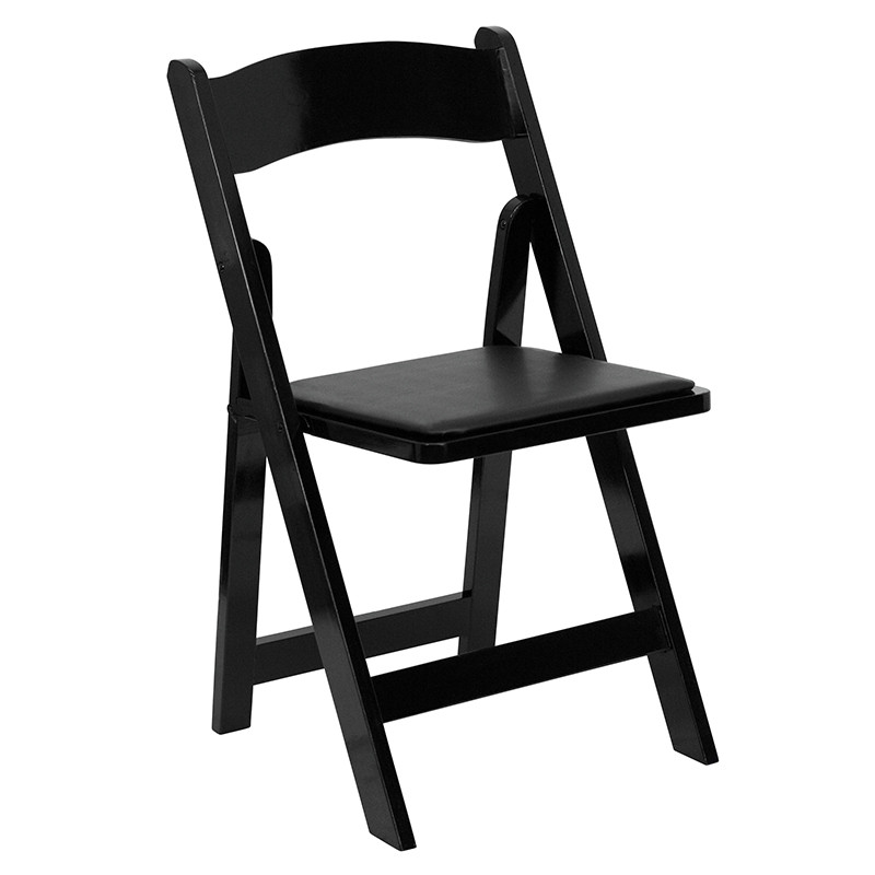 Flash Furniture HERCULES Series Black Wood Folding Chair with Vinyl Padded Seat, Model# XF-2902-BK-WOOD-GG