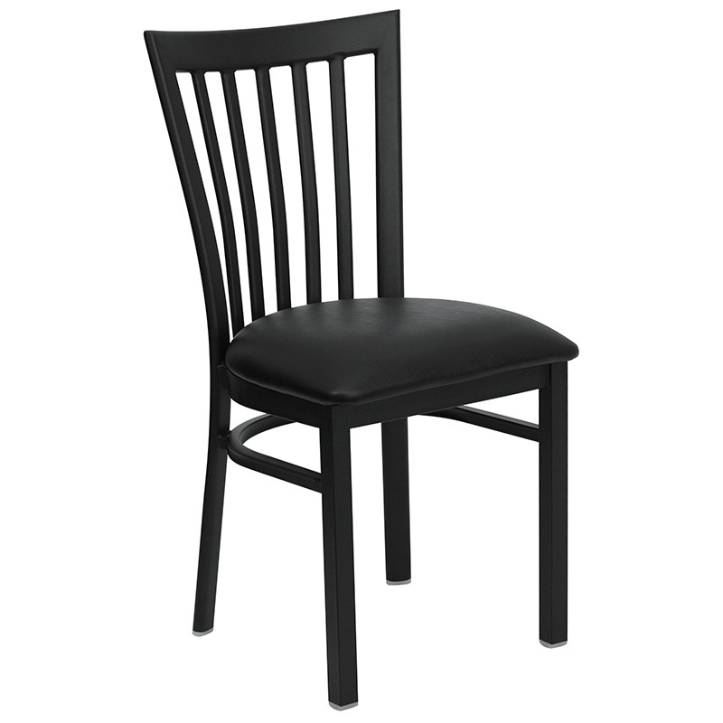 Flash Furniture HERCULES Series Black School House Back Metal Restaurant Chair Black Vinyl Seat, Model# XU-DG6Q4BSCH-BLKV-GG