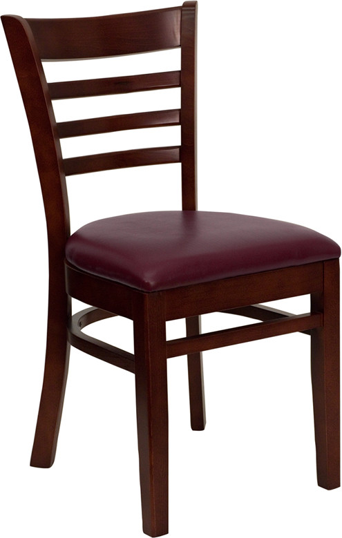 Flash Furniture HERCULES Series Ladder Back Mahogany Wood Restaurant Chair Burgundy Vinyl Seat, Model# XU-DGW0005LAD-MAH-BURV-GG