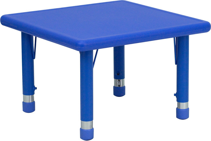 Flash Furniture 24" Square Blue Plastic Height Adjustable Activity Table, Model# YU-YCX-002-2-SQR-TBL-BLUE-GG