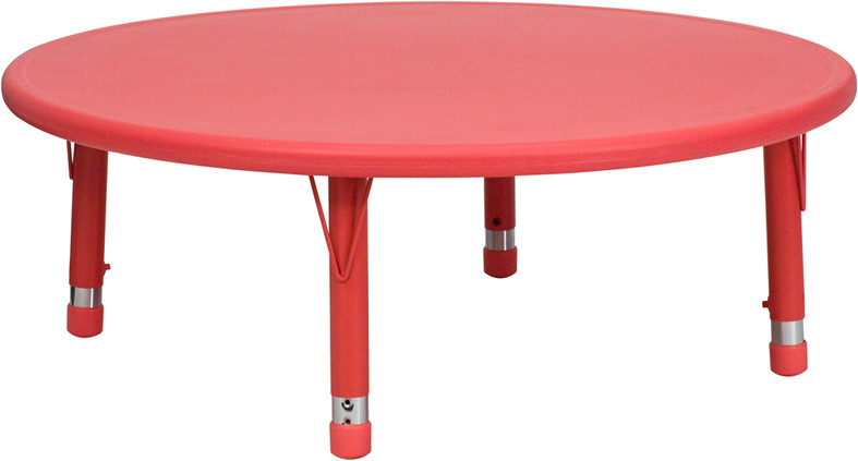 Flash Furniture 45" Round Red Plastic Height Adjustable Activity Table, Model# YU-YCX-005-2-ROUND-TBL-RED-GG