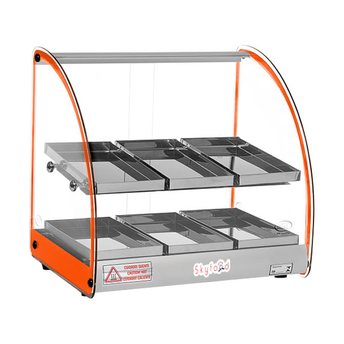 Skyfood Orange 18" Food Warmer Display Case Double Shelf, Model# FWD2-18O