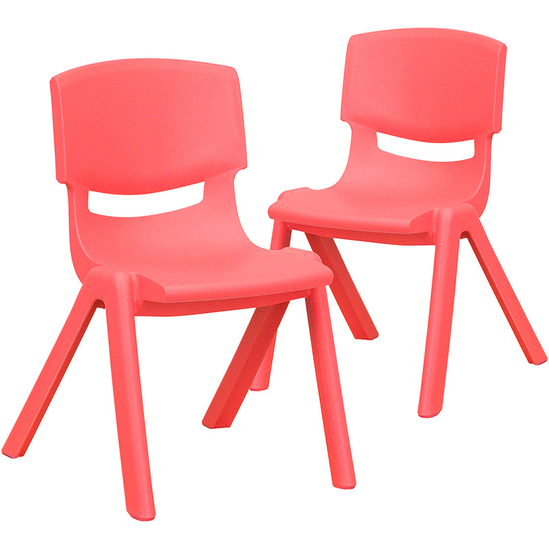 Flash Furniture 2 Pack Red Plastic Stackable School Chair with 12" Seat Height, Model# 2-YU-YCX-001-RED-GG
