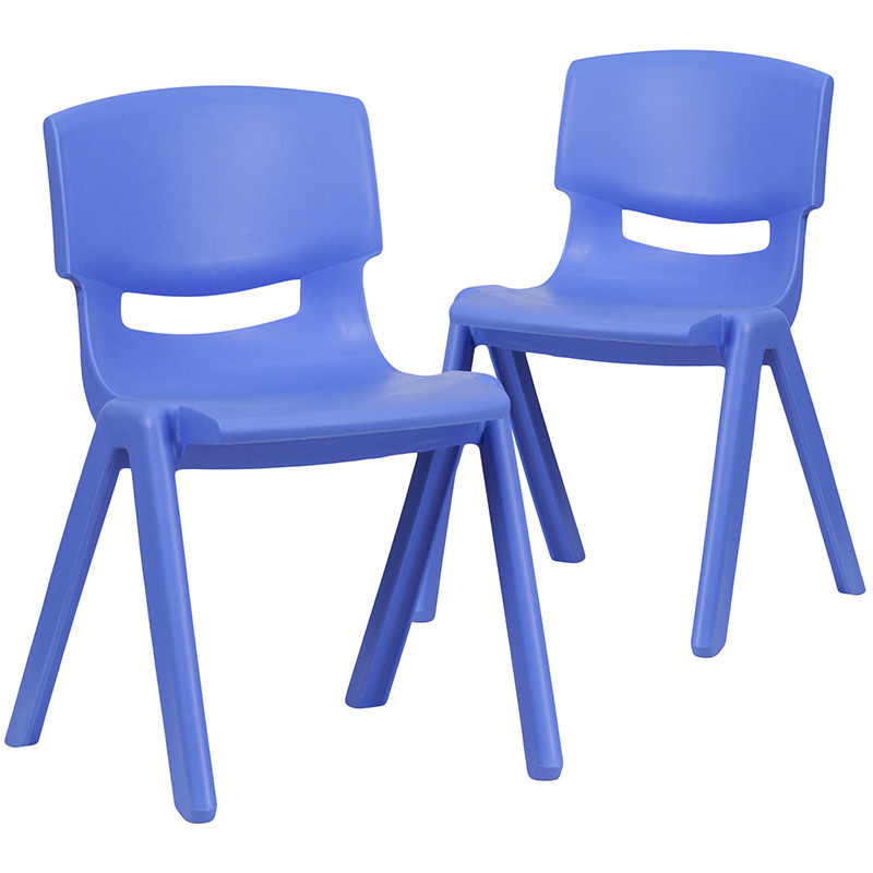 Flash Furniture 2 Pack Blue Plastic Stackable School Chair with 13.25" Seat Height, Model# 2-YU-YCX-004-BLUE-GG