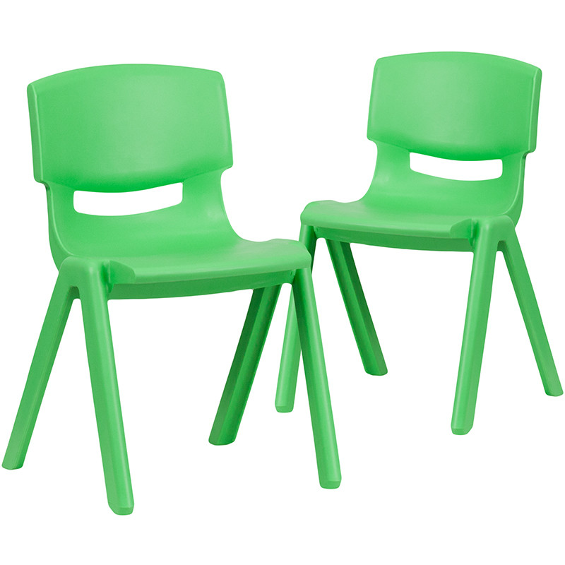 Flash Furniture 2 Pack Green Plastic Stackable School Chair with 13.25" Seat Height, Model# 2-YU-YCX-004-GREEN-GG