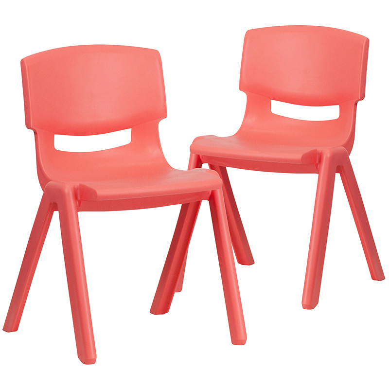 Flash Furniture 2 Pack Red Plastic Stackable School Chair with 13.25" Seat Height, Model# 2-YU-YCX-004-RED-GG