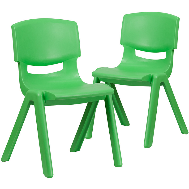 Flash Furniture 2 Pack Green Plastic Stackable School Chair with 15.5" Seat Height, Model# 2-YU-YCX-005-GREEN-GG