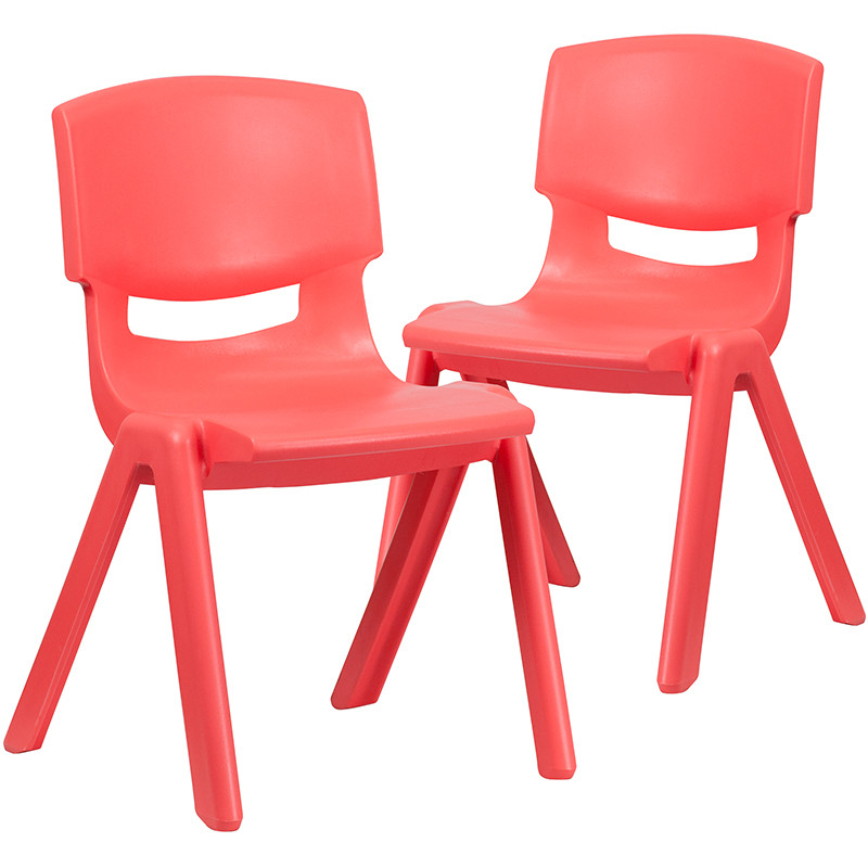 Flash Furniture 2 Pack Red Plastic Stackable School Chair with 15.5" Seat Height, Model# 2-YU-YCX-005-RED-GG