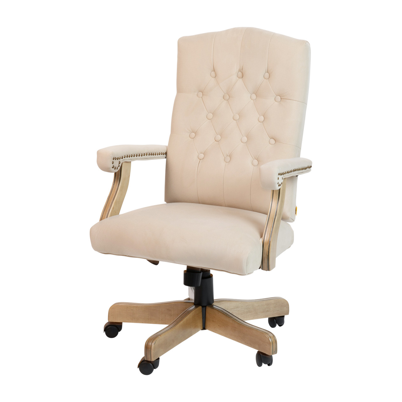 Flash Furniture Ivory Microfiber Classic Executive Swivel Office Chair with Driftwood Arms and Base, Model# 802-IV-GG
