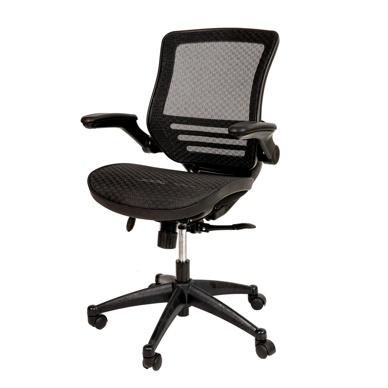 Flash Furniture Mid-Back Transparent Black Mesh Executive Swivel Office Chair with Black Frame and Flip-Up Arms, Model# BL-8801X-BK-GG