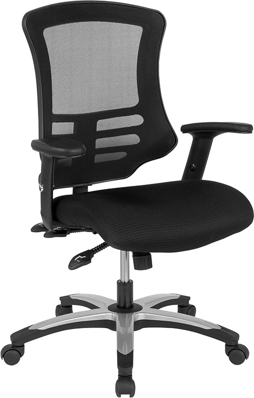 Flash Furniture High Back Black Mesh Multifunction Executive Swivel Ergonomic Office Chair with Molded Foam Seat and Adjustable Arms, Model#