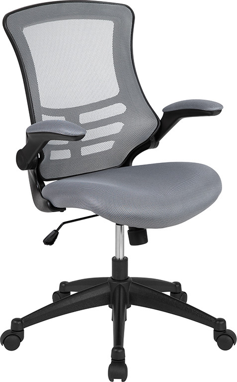 Flash Furniture Mid-Back Dark Gray Mesh Swivel Ergonomic Task Office Chair with Flip-Up Arms, Model# BL-X-5M-DKGY-GG