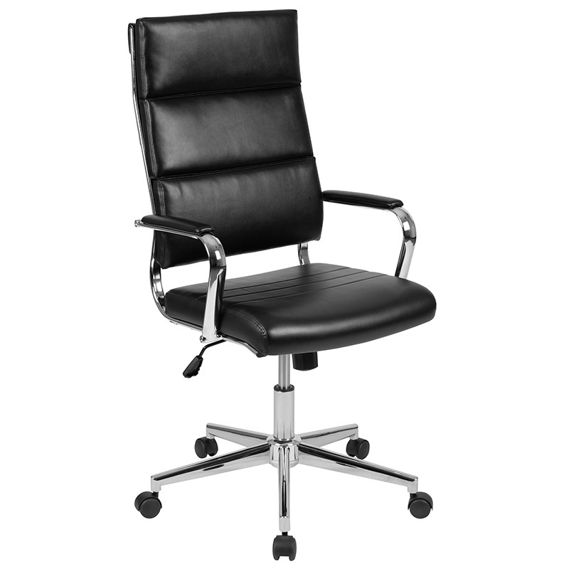 Flash Furniture High Back Black LeatherSoft Contemporary Panel Executive Swivel Office Chair, Model# BT-20595H-2-BK-GG
