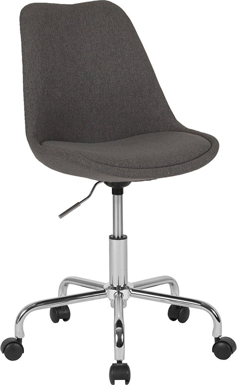 Flash Furniture Aurora Series Mid-Back Dark Gray Fabric Task Office Chair with Pneumatic Lift and Chrome Base, Model# CH-152783-DKGY-GG