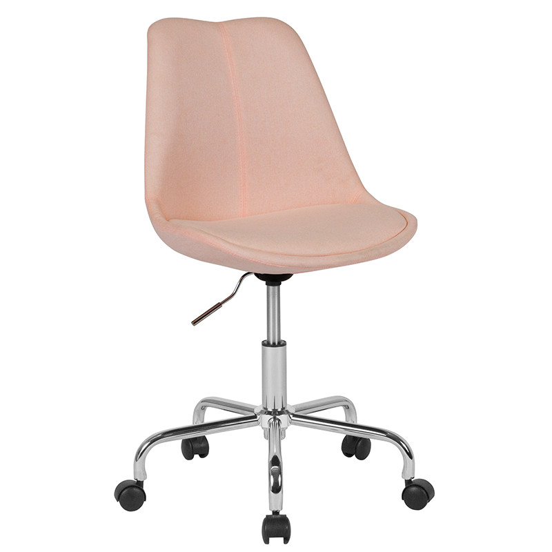 Flash Furniture Aurora Series Mid-Back Pink Fabric Task Office Chair with Pneumatic Lift and Chrome Base, Model# CH-152783-PK-GG