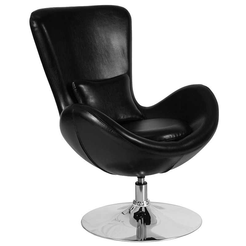 Flash Furniture Egg Series Black LeatherSoft Side Reception Chair, Model# CH-162430-BK-LEA-GG