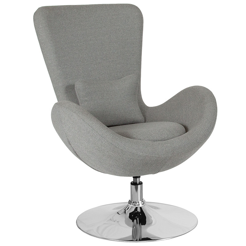 Flash Furniture Egg Series Light Gray Fabric Side Reception Chair, Model# CH-162430-LTGY-FAB-GG