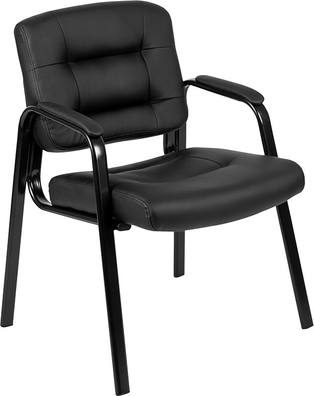 Flash Furniture Flash Fundamentals Black LeatherSoft Executive Reception Chair with Black Metal Frame, BIFMA Certified, Model# CH-197221X000-BK-GG