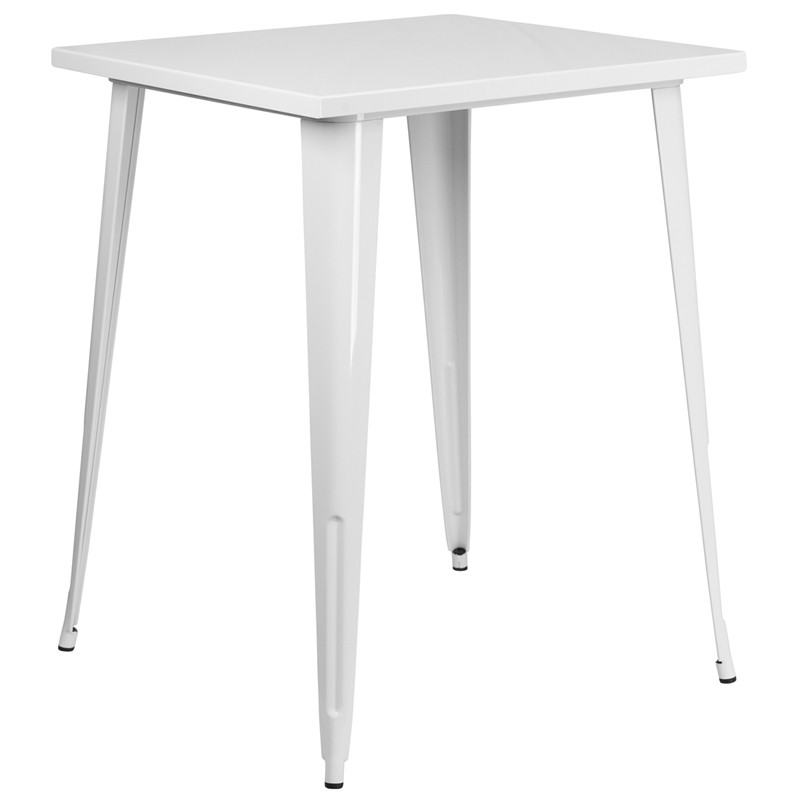 Flash Furniture Commercial Grade 31.5" Square White Metal Indoor-Outdoor Bar Height Table, Model# CH-51040-40-WH-GG