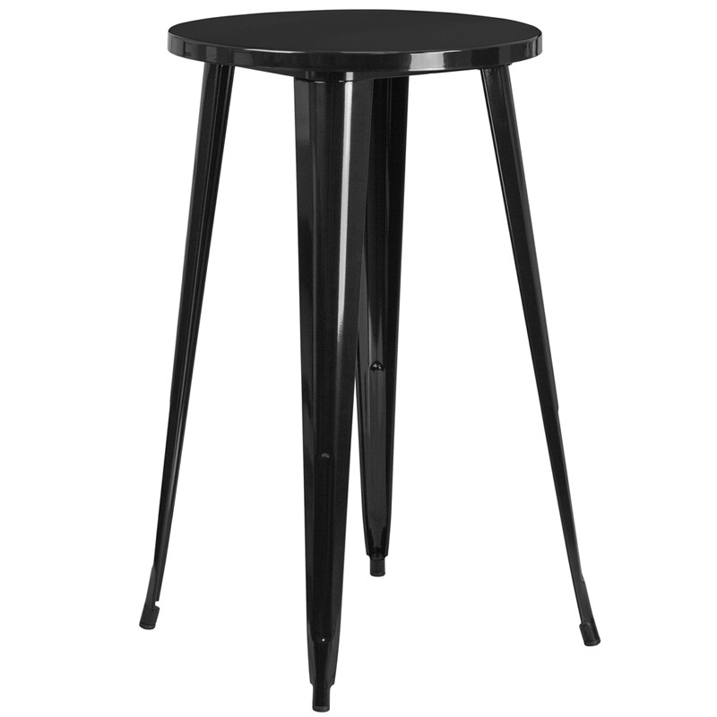 Flash Furniture Commercial Grade 24" Round Black Metal Indoor-Outdoor Bar Height Table, Model# CH-51080-40-BK-GG