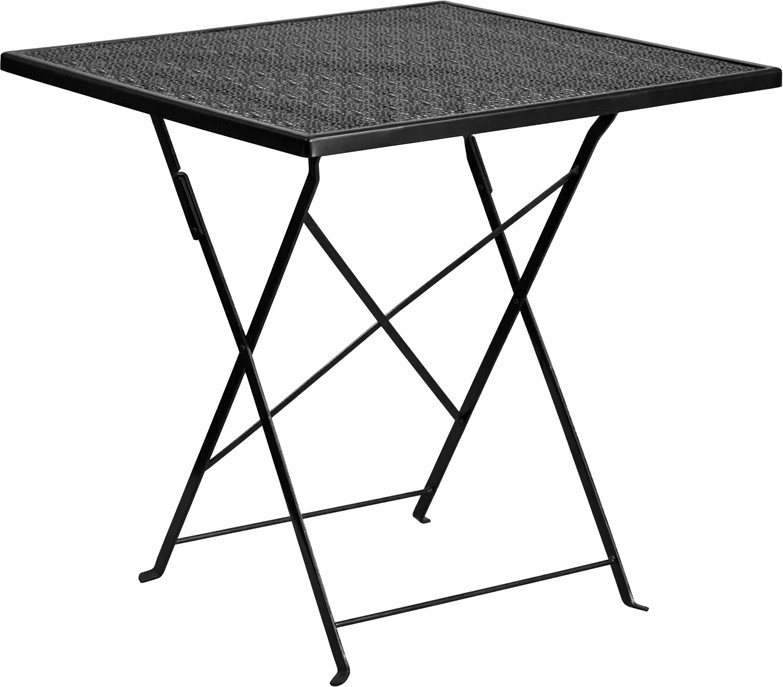 Flash Furniture Commercial Grade 28" Square Black Indoor-Outdoor Steel Folding Patio Table, Model# CO-1-BK-GG