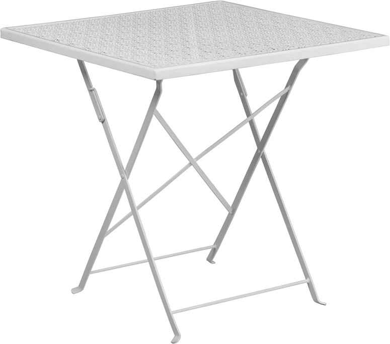 Flash Furniture Commercial Grade 28" Square White Indoor-Outdoor Steel Folding Patio Table, Model# CO-1-WH-GG