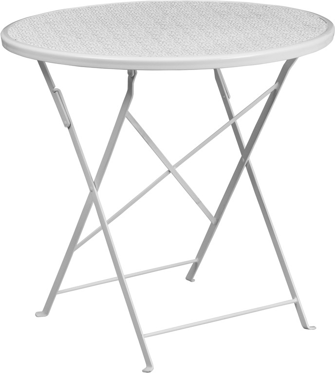 Flash Furniture Commercial Grade 30" Round White Indoor-Outdoor Steel Folding Patio Table, Model# CO-4-WH-GG