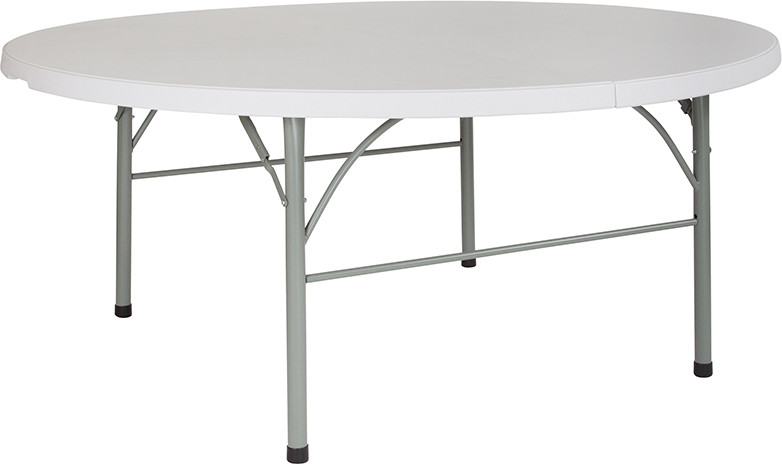 Flash Furniture 6-Foot Round Bi-Fold Granite White Plastic Banquet and Event Folding Table with Carrying Handle, Model# DAD-183RZ-GG