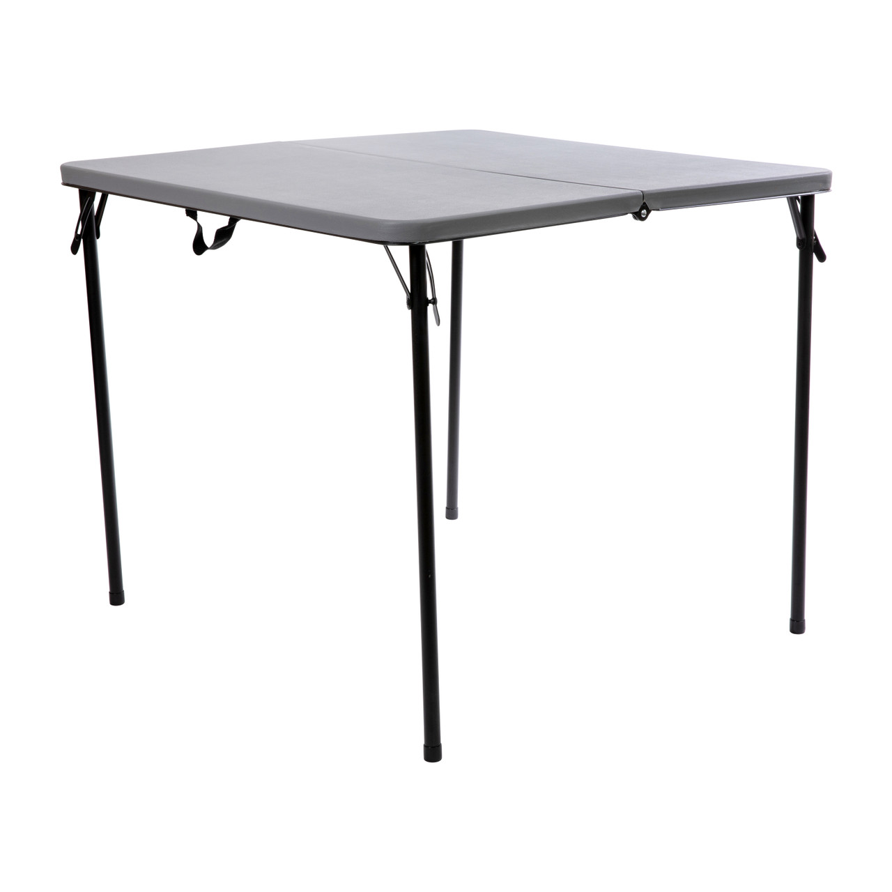 Flash Furniture 2.83-Foot Square Bi-Fold Gray Plastic Folding Table with Carrying Handle, Model# DAD-LF-86-GY-GG