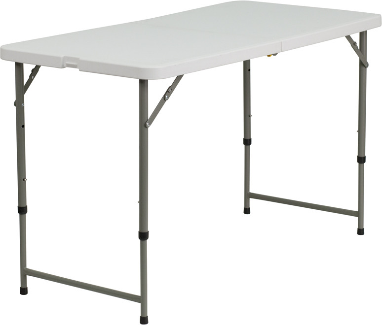 Flash Furniture 4-Foot Height Adjustable Bi-Fold Granite White Plastic Folding Table, Model# DAD-YCZ-122Z-2-GG