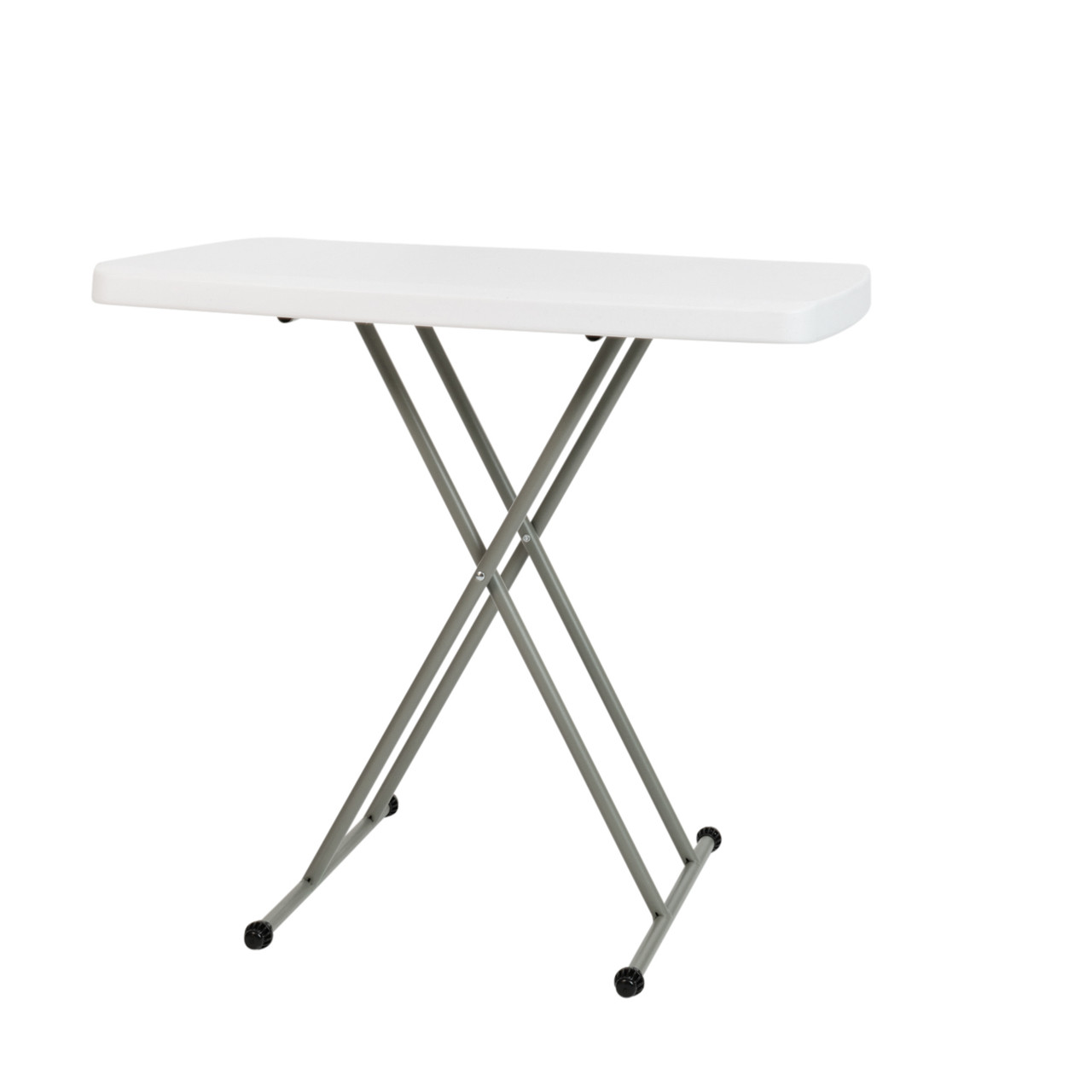 Flash Furniture 30 Inch Granite White Indoor/Outdoor Plastic Folding Table, Adjustable Height Commercial Grade Side Table, Laptop Table, TV Tray,