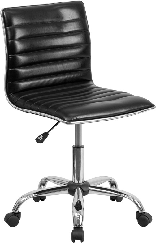 Flash Furniture Low Back Designer Armless Black Ribbed Swivel Task Office Chair, Model# DS-512B-BK-GG