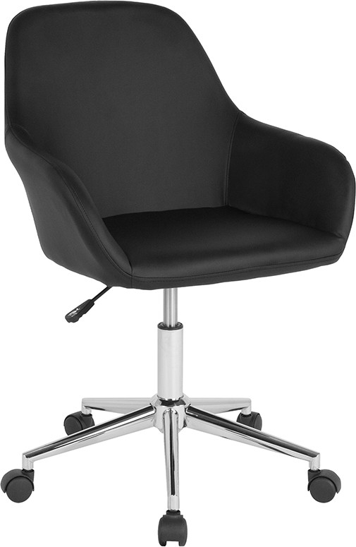 Flash Furniture Cortana Home and Office Mid-Back Chair in Black LeatherSoft, Model# DS-8012LB-BLK-GG