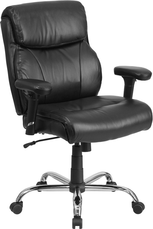 Flash Furniture HERCULES Series Big & Tall 400 lb. Rated Black LeatherSoft Ergonomic Task Office Chair with Clean Line Stitching and Arms, Model#