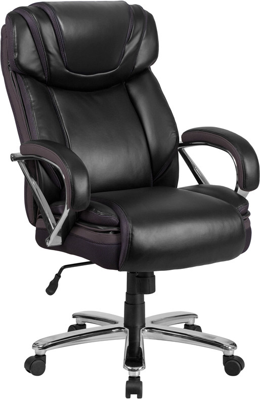 Flash Furniture HERCULES Series Big & Tall 500 lb. Rated Black LeatherSoft Executive Swivel Ergonomic Office Chair with Extra Wide Seat, Model#