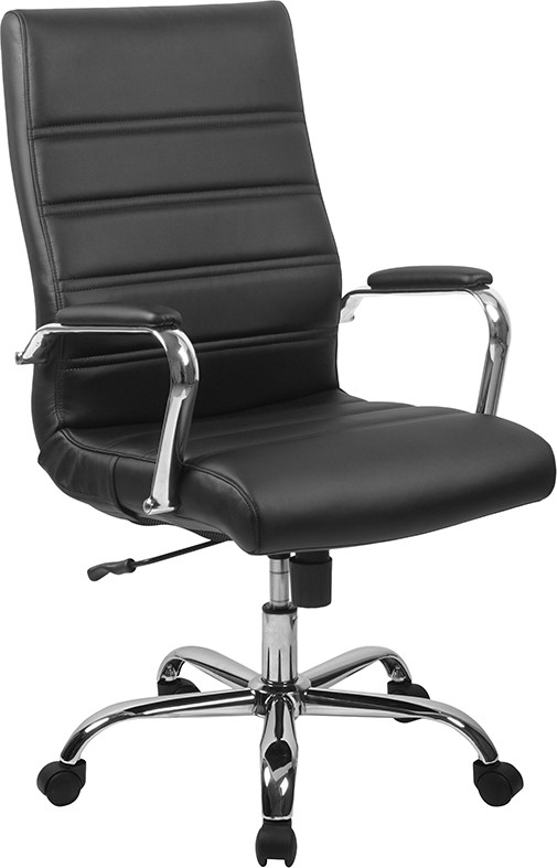 Flash Furniture High Back Black LeatherSoft Executive Swivel Office Chair with Chrome Frame and Arms, Model# GO-2286H-BK-GG