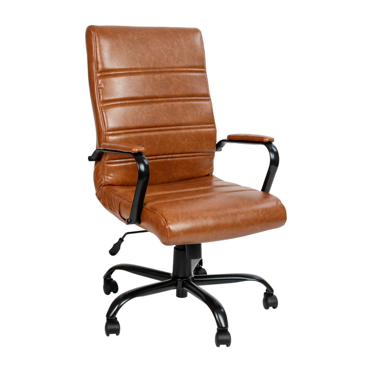 Flash Furniture High Back Brown LeatherSoft Executive Swivel Office Chair with Black Frame and Arms, Model# GO-2286H-BR-BK-GG