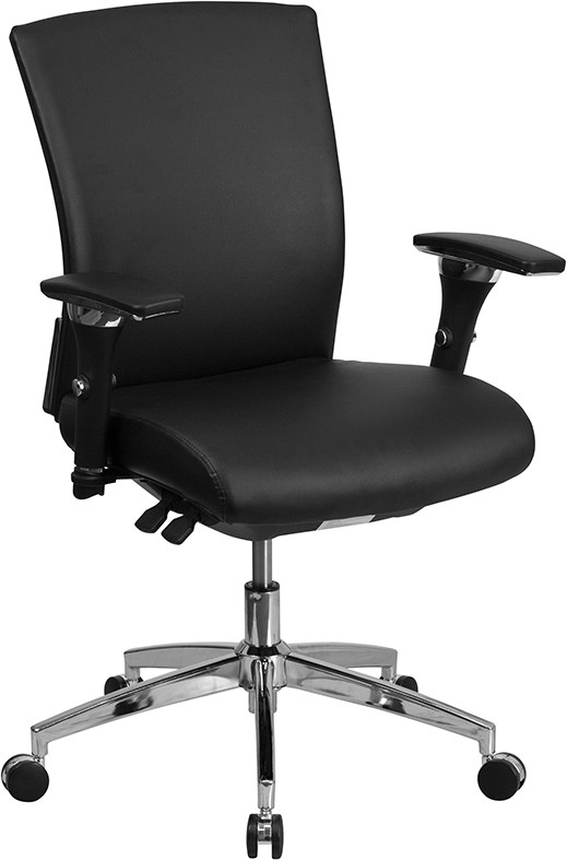 Flash Furniture HERCULES Series 24/7 Intensive Use 300 lb. Rated Black LeatherSoft Multifunction Ergonomic Office Chair with Seat Slider, Model#