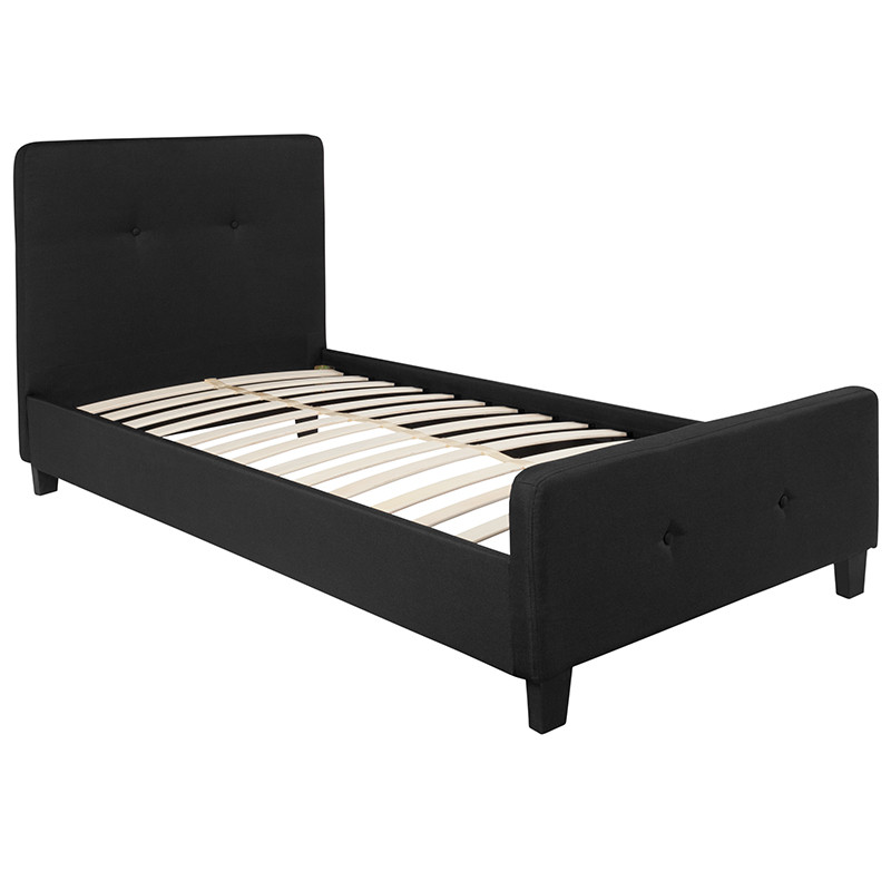 Flash Furniture Tribeca Twin Size Tufted Upholstered Platform Bed in Black Fabric, Model# HG-21-GG