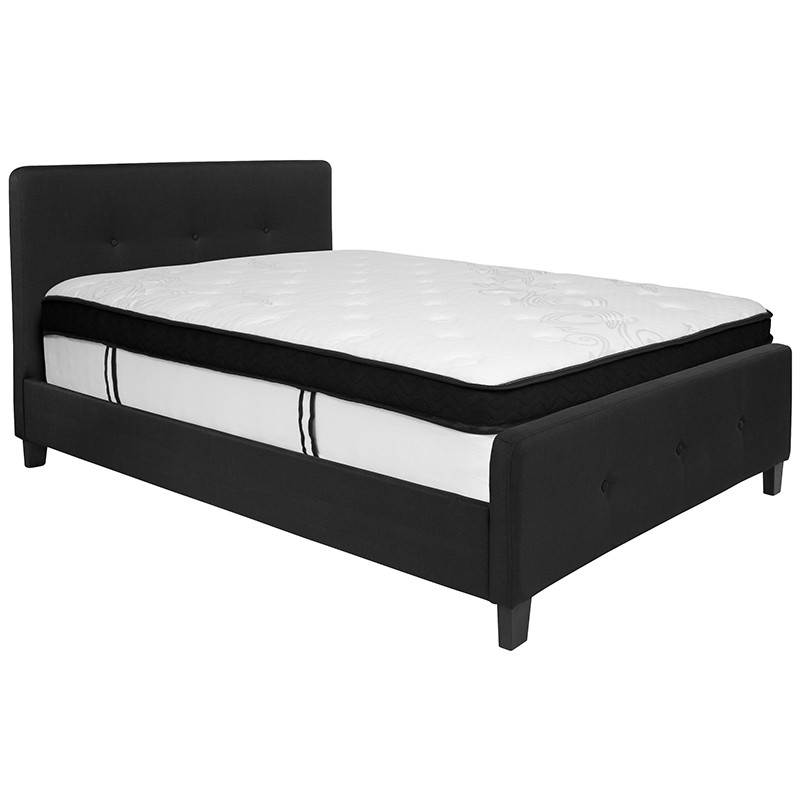 Flash Furniture Tribeca Full Size Tufted Upholstered Platform Bed in Black Fabric with Memory Foam Mattress, Model# HG-BMF-22-GG
