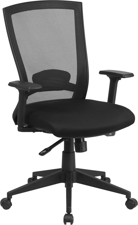 Flash Furniture Mid-Back Black Mesh Executive Swivel Ergonomic Office Chair with Back Angle Adjustment and Adjustable Arms, Model# HL-0004K-GG