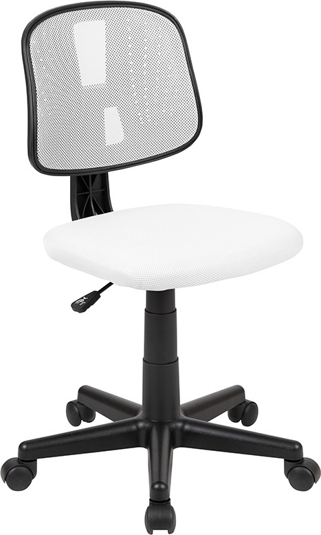 Flash Furniture Flash Fundamentals Mid-Back White Mesh Swivel Task Office Chair with Pivot Back, BIFMA Certified, Model# LF-134-WH-GG