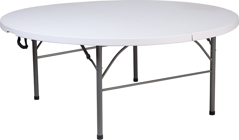 Flash Furniture 5.89-Foot Round Bi-Fold Granite White Plastic Banquet and Event Folding Table with Carrying Handle, Model# RB-183RFH-GG